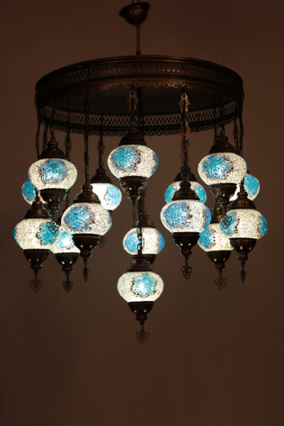 15in1 No2 Size Antique Mosaic Chandelier